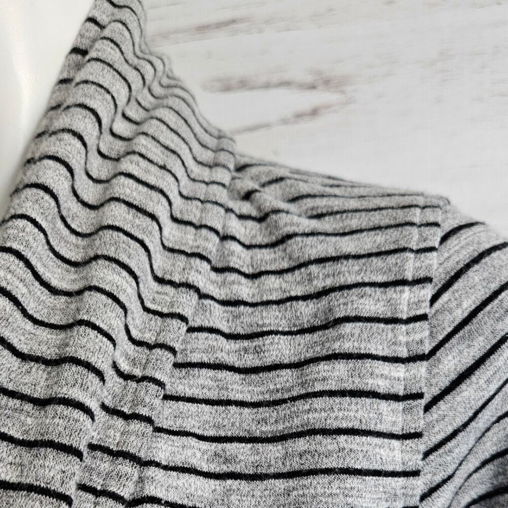 Theory Gray And Black Stripe Open Front Cardi Car… - image 2